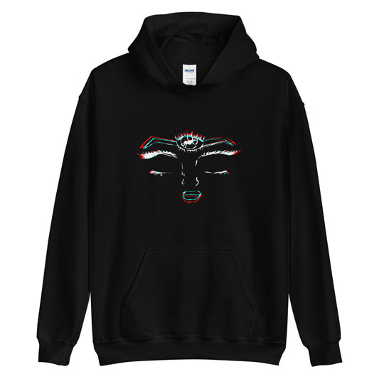 Unisex (Third Eye Glitch) Hooded Sweatshirt (White)