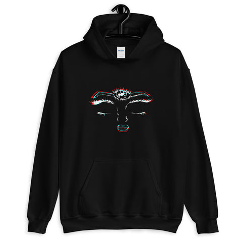 Unisex (Third Eye Glitch) Hooded Sweatshirt (White)