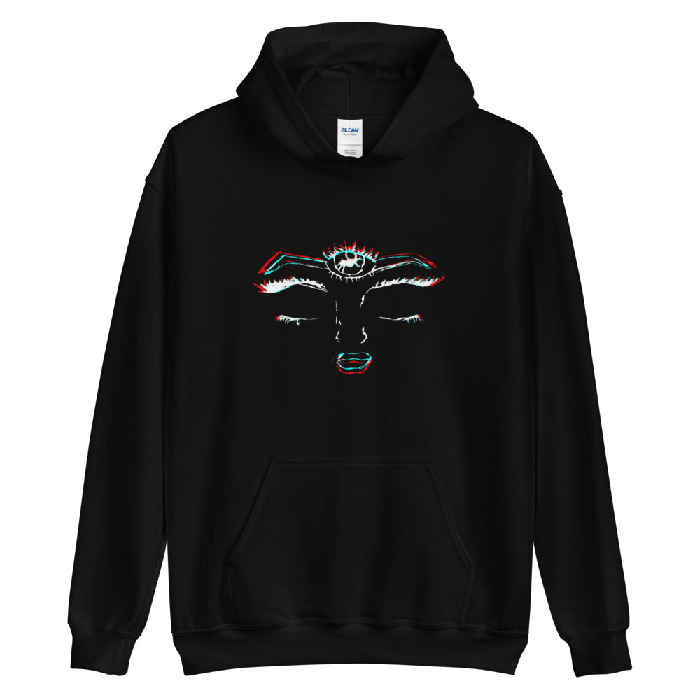 Unisex (Third Eye Glitch) Hooded Sweatshirt (White)