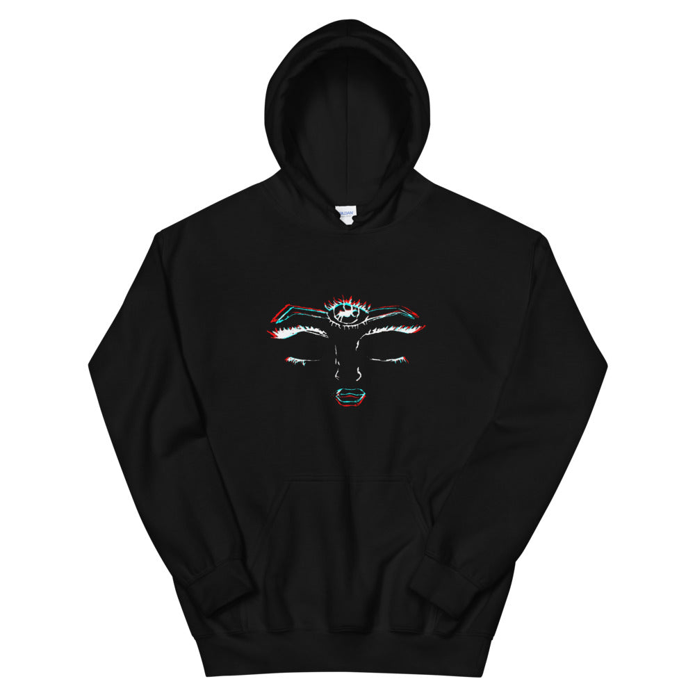 Unisex (Third Eye Glitch) Hooded Sweatshirt (White)